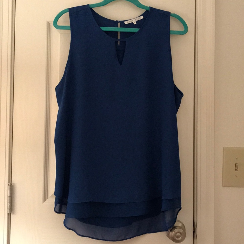 Blue sleeveless blouse
